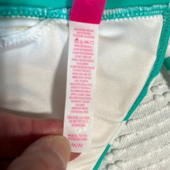 Victoria Secret Bikini Top Swimsuit Polka Dot Medium Green White  Tie Back - Picture 6 of 16